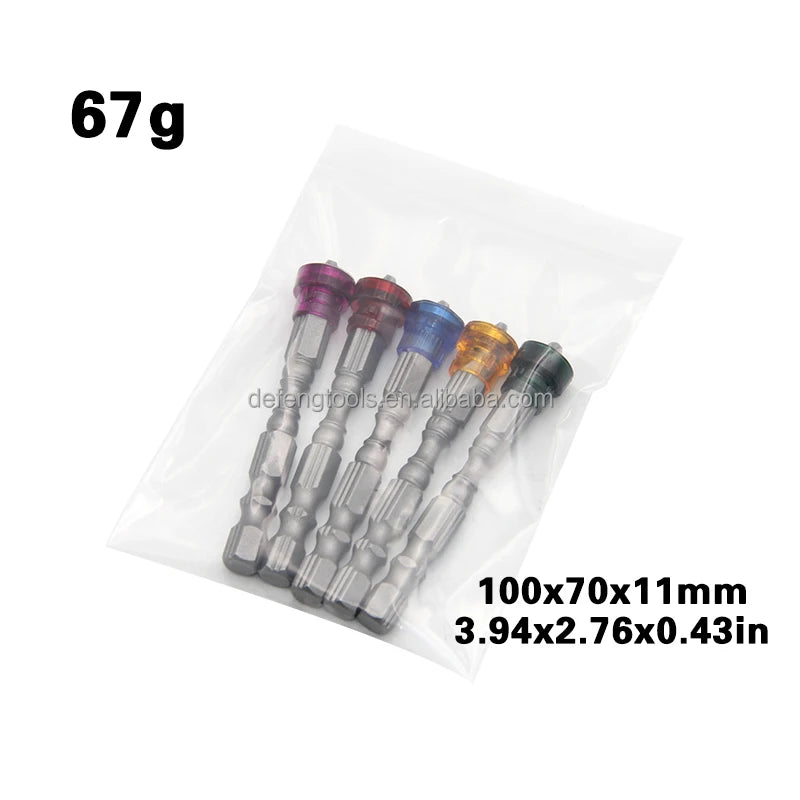 5pc Colorful Magnetic Circle Cross Single Head Screwdriver Head 65mm Magnetic Detachable Position Bit Power Tool Accessory Set