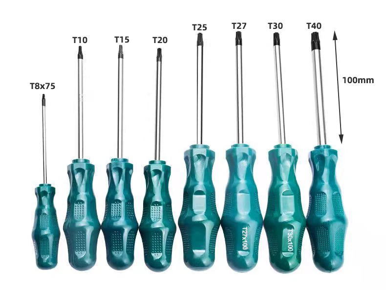 CrV Magnetic Tip Torx Screwdriver with Hole T8 T10 T15 T20 T25 T27 T30 T30 Length 75mm 100mm 300mm 3 4 12 Inches