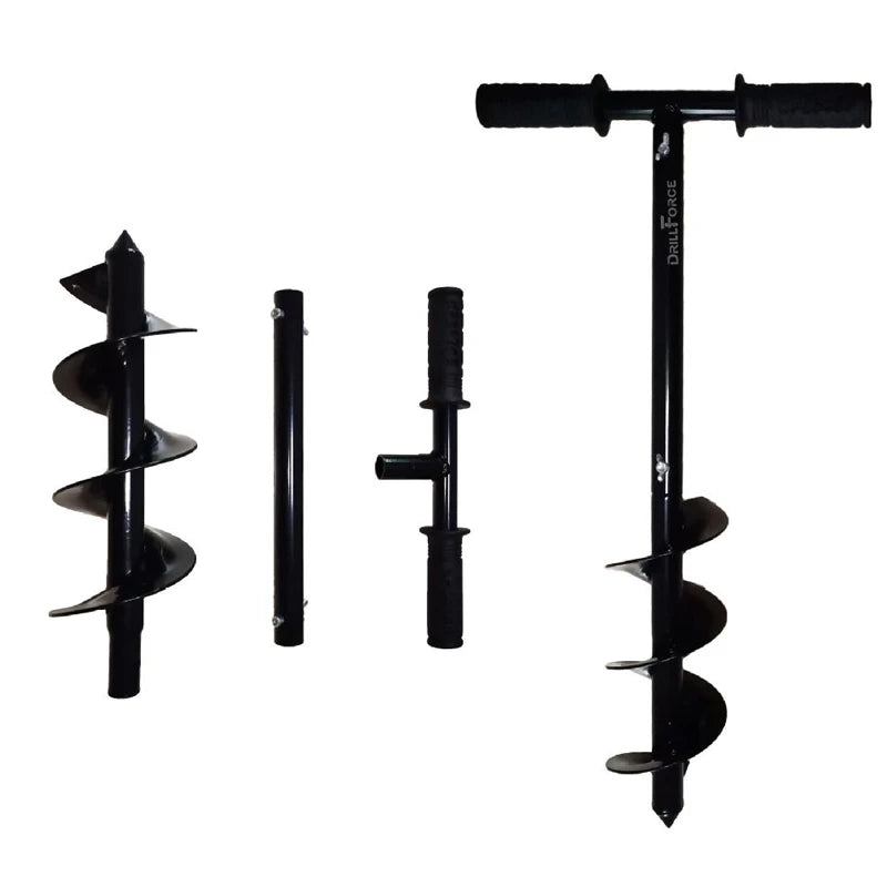 Drillforce Earth Auger Drill Bit with Handle DIY Tools Handheld Manual Digger Post Hole Drill Bit Spiral Garden Ground Auger