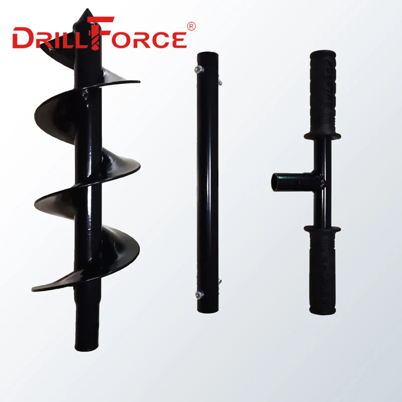Drillforce Earth Auger Drill Bit with Handle DIY Tools Handheld Manual Digger Post Hole Drill Bit Spiral Garden Ground Auger
